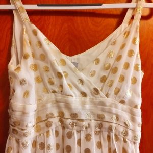 H & M sundress. Ivory with gold dots. Cocktail length. Women's 4.